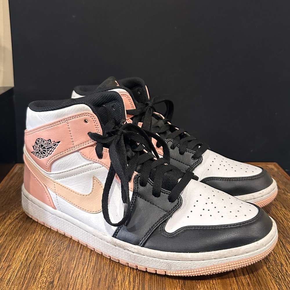 Jordan 1 Mid Arctic Orange Black Toe Sneakers Mens 8.5